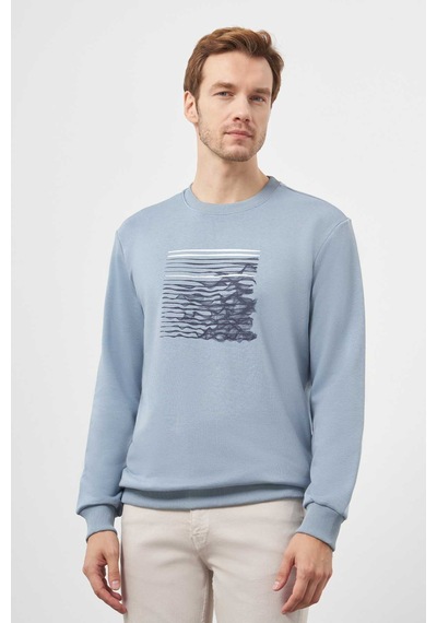 Morven Erkek Mavi Trend Bisiklet Yaka Sweat-shirt 25ks063006300 Mavi Mavi