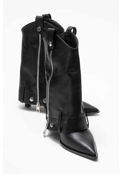 Luvishoes Luvi Shoes Lola Siyah Fermuarlı Sivri Burunlu Kadın Topuklu Bot Siyah