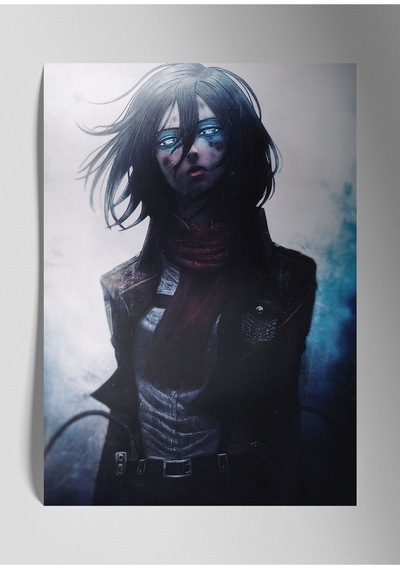 Metal Baskı Parlak Duvar Tablosu - Mikasa Ackerman Anime