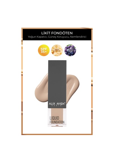 Alix Avien Güneş Koruyucu SPF35+ Nemlendirici Etkili Kremsi Likit Fondöten Liquid Foundation 309 Cashmere Beige