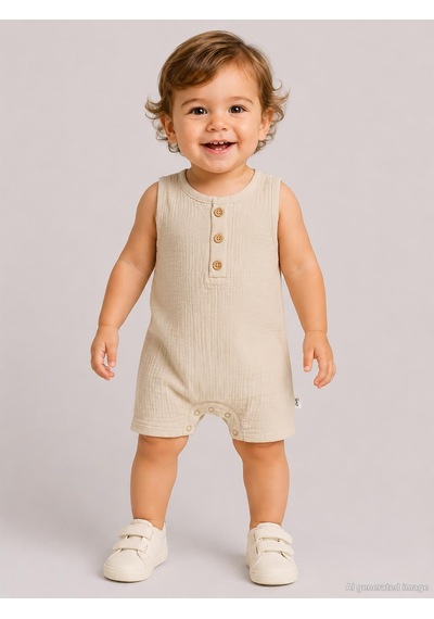 Civil Baby Likralı Müslin 6-18 Ay Tulum - Kahverengi Soft Vizon