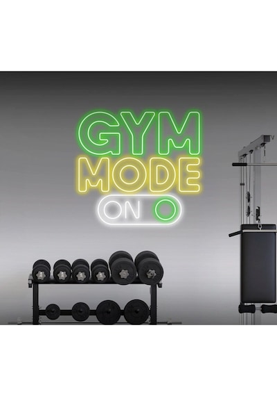 Gym Mode On Yazılı Ve Şekilli Neon Tabela Yeşil