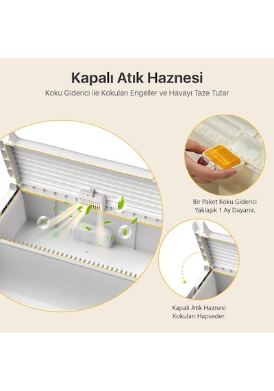 Ubpet C31 Açık Tasarımlı Otomatik Akıllı Kedi Tuvaleti App Kontrollü, Otomatik Temizleme, 38 Db Sessiz, Beyaz