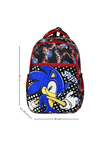 İlkokul Çantası Sonic 2'li Set 40 30 Cm Beslenme Çantası Ortopedik Sırt Çantası Erkek Çocuk Siyah