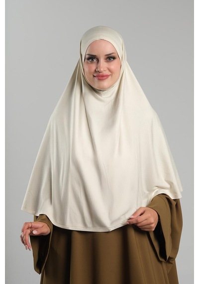 Hürrem Bone Bej Pratik Hazır Geçmeli Tesettür Eşarp Viskon Pratik Namaz Örtüsü 2201 12 BEj