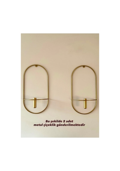 MetaQuartz Aksesuar 2'li Kare Gold Metal Çiçeklik , Modern Dekoratif Metal Çiçeklik