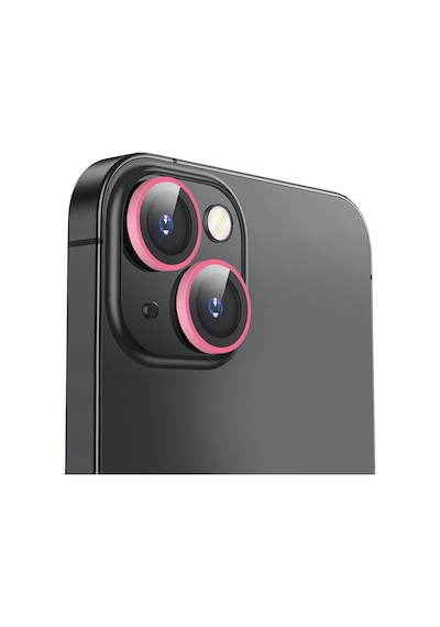Buff Apple Uyumlu iPhone 14 / 14 Plus Neon Metal Lens Koruyucu Pembe