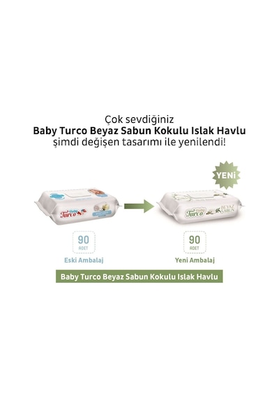 Baby Turco Beyaz Sabun Kokulu Islak Havlu 12X90
