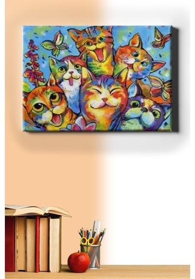 Webstyle Sayılarla Boyama Seti Kasnaklı Neşeli Kediler 60 X 75 Cm