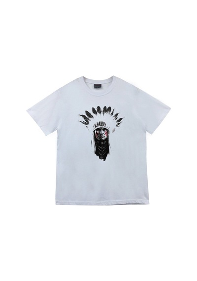 Stoned&Fame Kızılderili Baskılı T-shirt Beyaz
