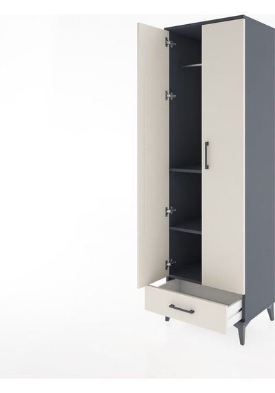 Hyperion Dolap 3 Raflı Tek Çekmeceli Tek Askılı 60x44x195 Ant... Antrasit