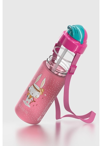 Renga Migo Soft Touch Desenli 500 Ml Askılı Pipetli Tritan Çocuk Matara 912142 Pembe Pembe