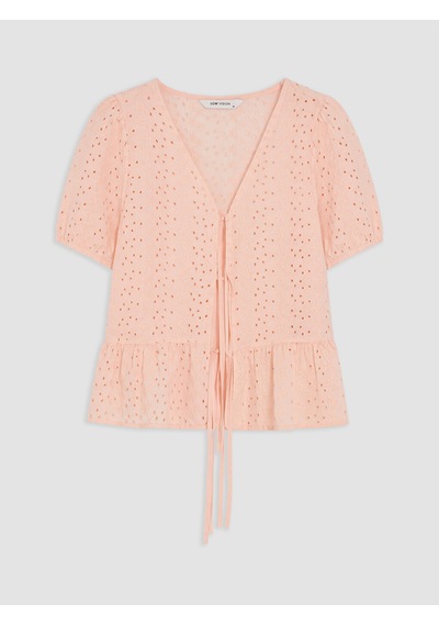 Lcw Vision Pembe Brode Bağlamalı Peplum Bluz