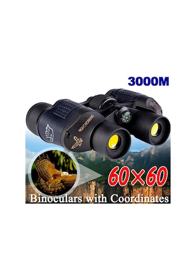 Gece Görüşlü HD Ultra Net Kırmızı Filmli Dürbün 60 x 60 3000m Mavi - Siyah