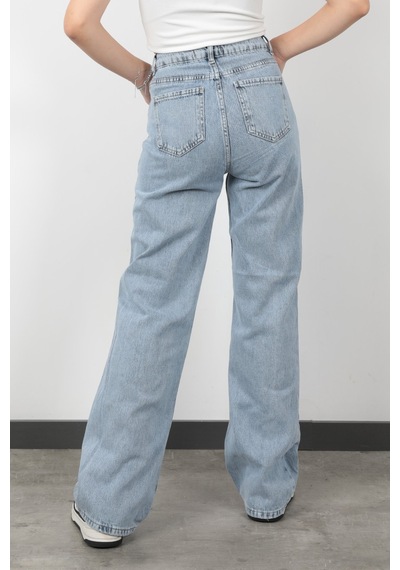 Giysa Yüksek Bel Wide Leg Jean Kar Yıkama