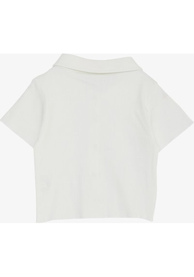 Breeze Kız Çocuk Tişört Crop Çıtçıtlı Fitilli 9-14 Yaş, Ekru-ekru Ekru