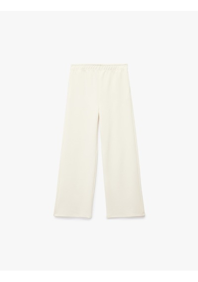Koton Modal Karışımlı Beli Lastikli Basic Geniş Paça Pantolon Ekru 6wkg40132ak Ekru