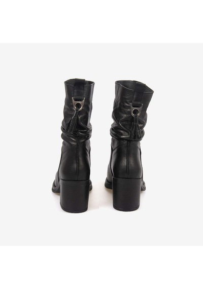 Kemal Tanca Hawen Angels Kadın 7cm Kauçuk Taban Hakiki Deri Bot 71455 Siyah Buffalo