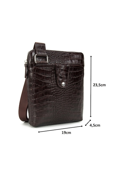 Kangaroo Kıngdom Hakiki Deri Kroko Siyah Unisex Postacı Çanta Kangaroo K. 4544-Cs Siyah