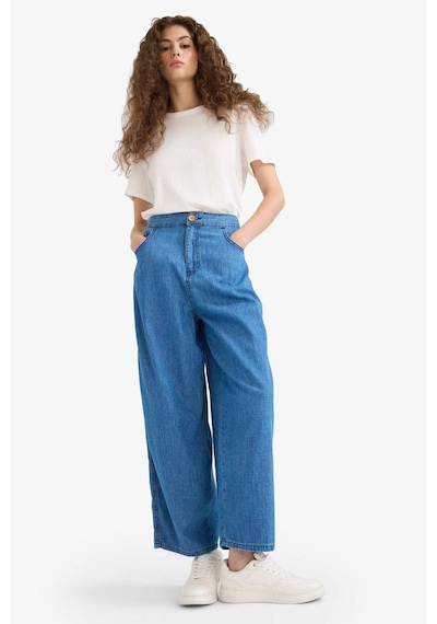 DeFacto Culotte Beli Lastikli Kısa Paça Bilek Boy Jean Pantolon E3041AX25SMNM34