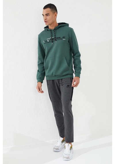 Tommy Life Yeşil Kanguru Cep Standart Kalıp Kapüşonlu Erkek Sweatshirt - 87883 Yeşil