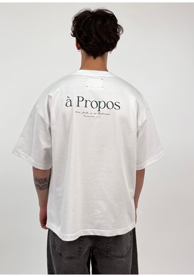 Zaee À Propos Minimal Baskılı Oversize Tişört Beyaz