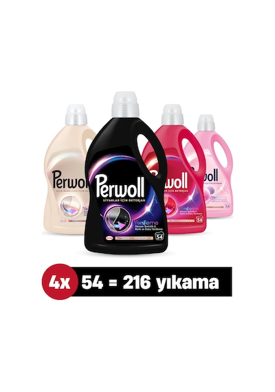 Sıvı Çamaşır Deterjanı 2.97l 4'lü 216 Yıkama : X1 Açık Renk, X1 Siyah, X1 Renkli, X1 Yünlü
