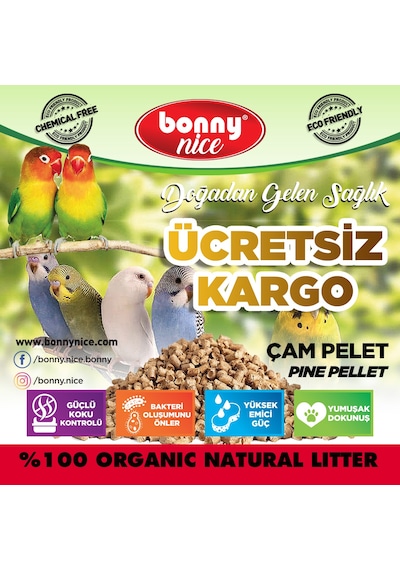 Bonny Nice Kanarya Muhabbet Papağan Kuş Kumu Kafes Altlığı 9 l X3