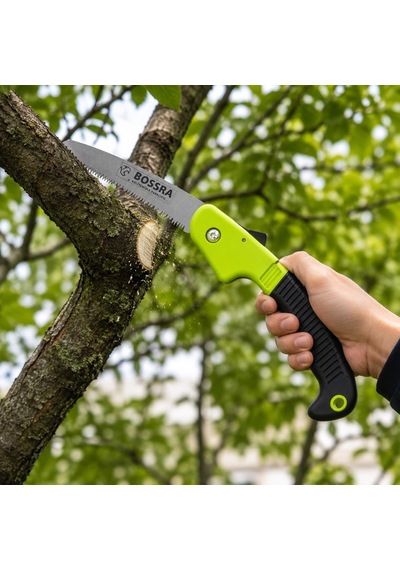Katlanır Budama Testeresi, 180 Mm Orta Dişli Yüksek Karbon Çelik Bıçak, Ergonomik Yeşil-siyah Sap