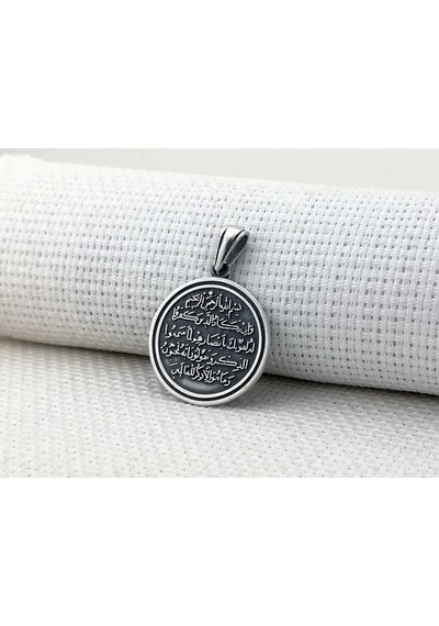 Takılingo 925 Ayar Gümüş Nazar Duası Yazılı El İşlemeli Kolye Ucu Gümüş