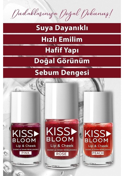 Lexroo Kıss & Bloom Doğal Görünümlü Dudak Ve Yanak Renklendirici Lip & Cheek Pink 11 Ml
