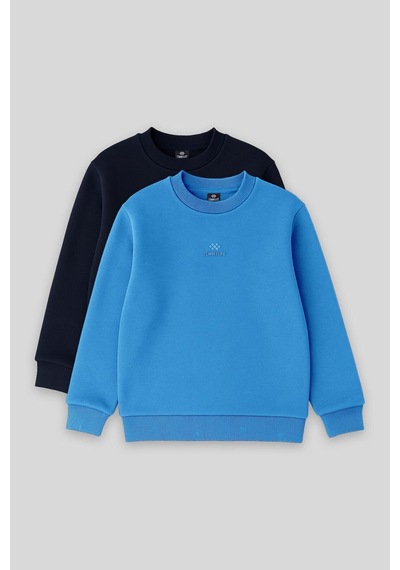 Tommylife Standart Fit 2li Paket Lacivert-saks Erkek Çocuk Sweatshirt - 11232 Lacivert - Mavi