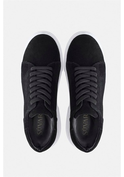 Süvari Siyah Gerçek Deri Bağcıklı Sneakers Say2001500026-s09