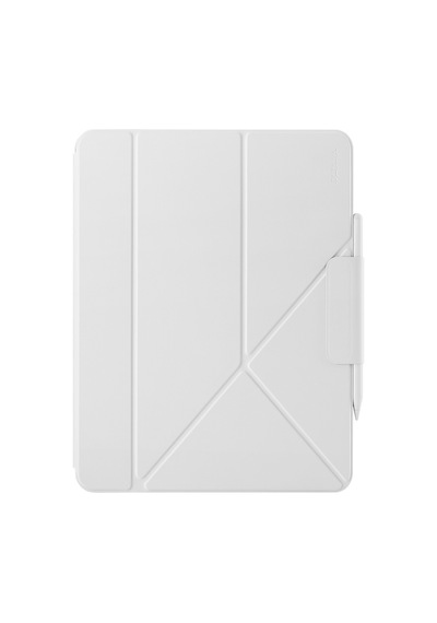 İpad Pro 11 2024 Uyumlu Pitaka Folio 3 Kalem Bölmeli Standlı Kılıf Beyaz Kapaklı Kılıf