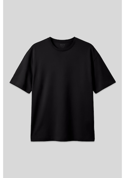 Air Jones Tommy Life Siyah Pamuklu Kalın Yumuşak Dokulu Oversize Fit Basic Erkek T-shirt - 88377 Siyah