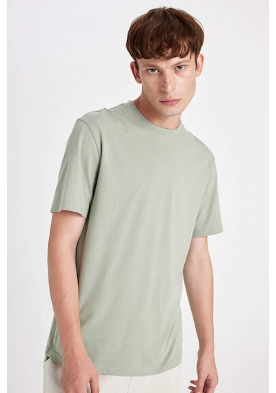 DeFacto %100 Pamuk New Regular Fit Bisiklet Yaka Basic Düz Kısa Kollu Tişört V7699AZ24AUGN1247