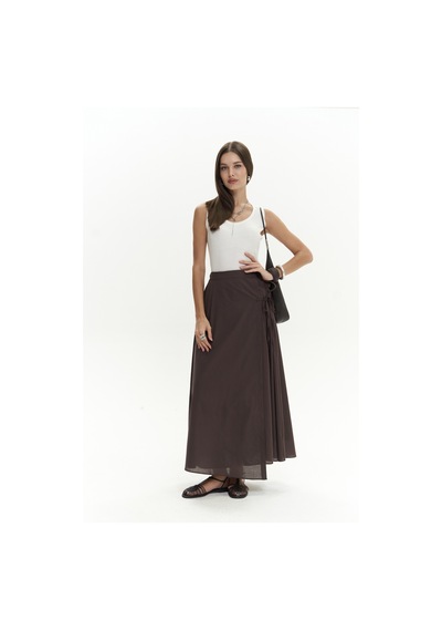 Mai Collection Mai Studios Co. Aida İp Detay Pileli Kahve Etek Kahve