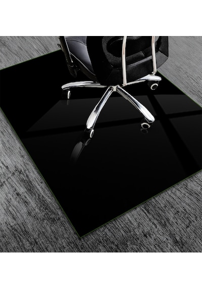 Cam Sandalye Matı Düz Renk - Siyah 100cm X 120cm