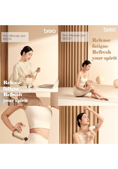 Breo Massage Gun M0220 - Isı Terapili, Fırçasız Motorlu Ve Taşına Gri