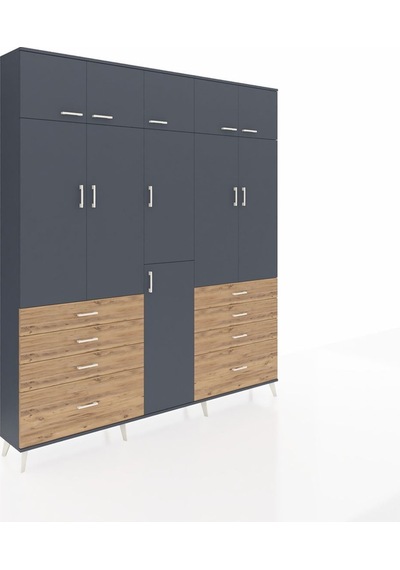 Arges Dolap 8 Raflı 8 Çekmeceli 3 Askılı 220x30x243 Antrasit-antrasit/çam Antrasıt/atlas Çam Arges Dolap 8 Raflı 8 Çekmeceli 3 Askılı 220x30x243 Antrasit-antrasit/çam Antrasıt/atlas Çam
