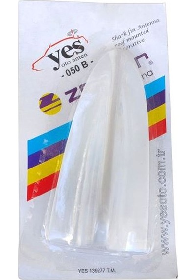 Zendar Anten Jaws Balık Sırtı Yapıştırma Süs Anteni 16cm Beyaz Yes-050 B