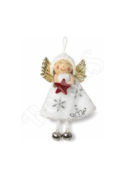 Yılbaşı Kar Meleği Kırmızı Yıldız Desenli 13 Cm