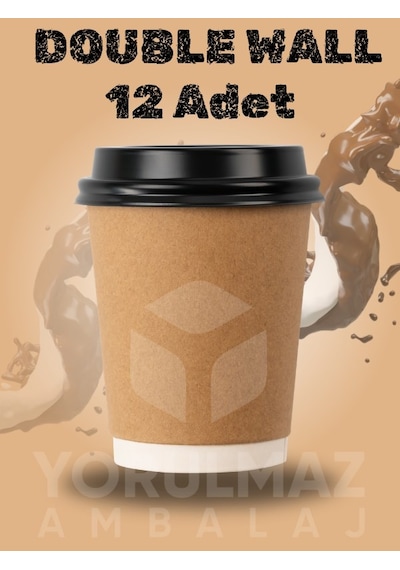 8 Oz Double Wall Çift Duvarlı Ekstra Kalın Kapaklı Karton Bardak 12 Li 200 Cc Kahve Ve Sıcak İçecek Bardağı Renkli