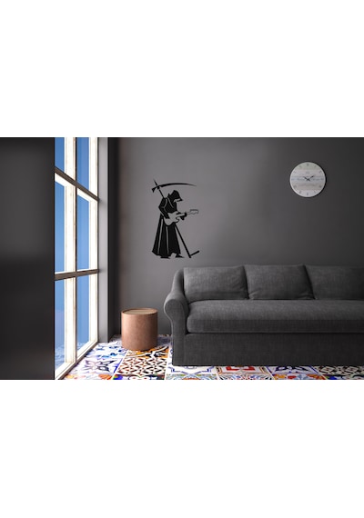 Gitar Çalan Azrail Folyo Sticker 60cm Uzunluk Siyah