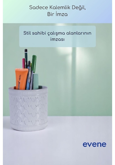 Kalemlik Masa Kalemliği Organizer Kalemlik Beyaz Renk Model 87 Çok Renkli