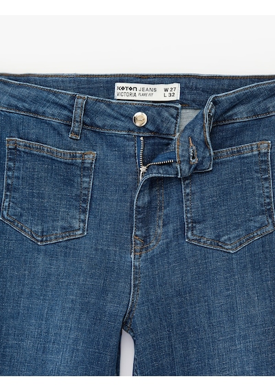 Koton Dar Kesim Cep Detaylı Düğmeli İspanyol Paça Denim Pantolon - Flare Jeans Orta İndigo 6sal40154md İndigo Koton Dar Kesim Cep Detaylı Düğmeli İspanyol Paça Denim Pantolon - Flare Jeans Orta İndigo 6sal40154md İndigo