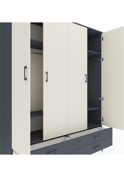 Hyperion Gardrop 6 Raflı 4 Çekmeceli 2 Askılı 176x44x221 Antrasit-aytaşı/antrasit Beyaz Hyperion Gardrop 6 Raflı 4 Çekmeceli 2 Askılı 176x44x221 Antrasit-aytaşı/antrasit Beyaz