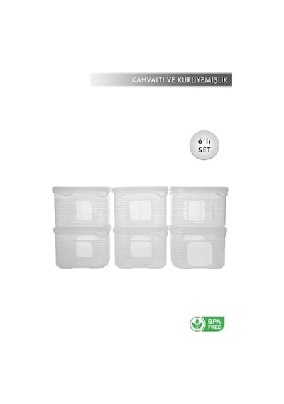 Erzak Saklama Kabı Sızdırmaz Kapak 6'lı Set Şeffaf - Ölçü Kabı Hediyeli