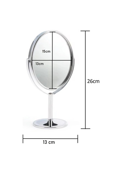 Oval Masaüstü Ayaklı 360 Dönebilen, İşyeri, Seyahat İçin Mini Krom Ayna 15x25cm Belirtilmemis