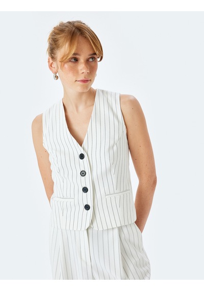 Koton Viskon Kumaş Karışımlı Astarlı V Yaka Düğmeli Blazer Yelek Beyaz Çizgili 5sak20053uw Beyaz Çizgili Çok Renkli Koton Viskon Kumaş Karışımlı Astarlı V Yaka Düğmeli Blazer Yelek Beyaz Çizgili 5sak20053uw Beyaz Çizgili Çok Renkli